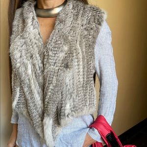 ANTIK BATIK FUR KNIT RABBIT VEST XS